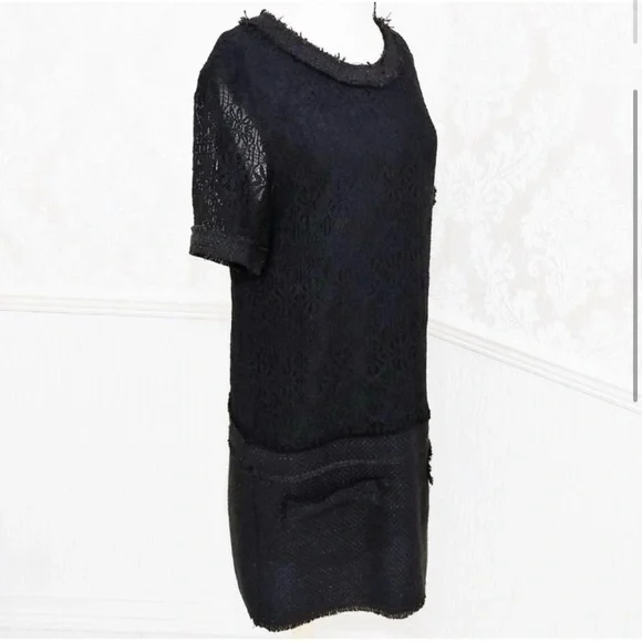 Rachel Zoe Navy Blue Lace Tweed Textured Shift Dress - Picture 3 of 7